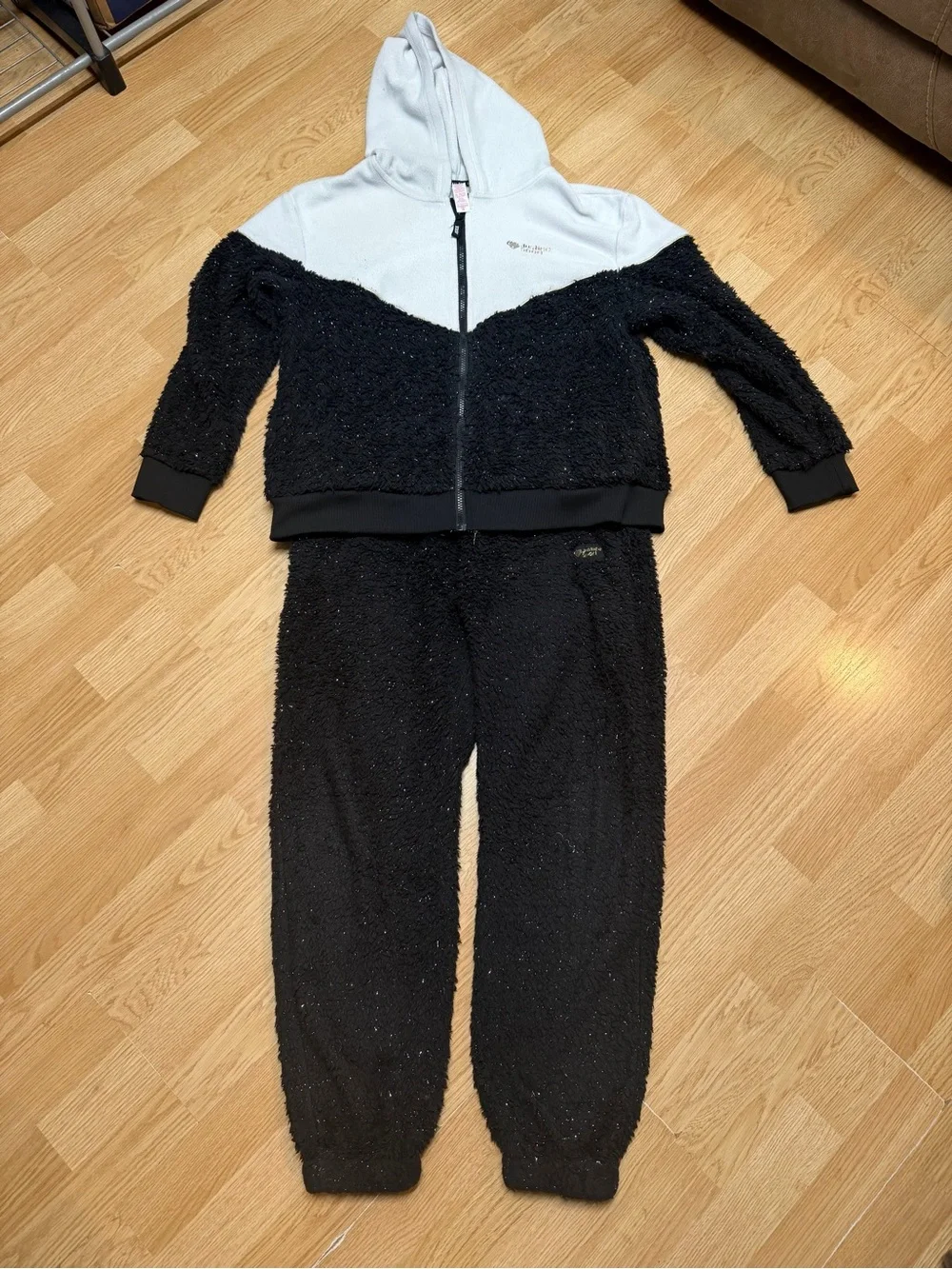 Justice Sport Girls XL Plus 16P 18P Faux Fur Hoodie Jogger 2 Piece Outfit Set
